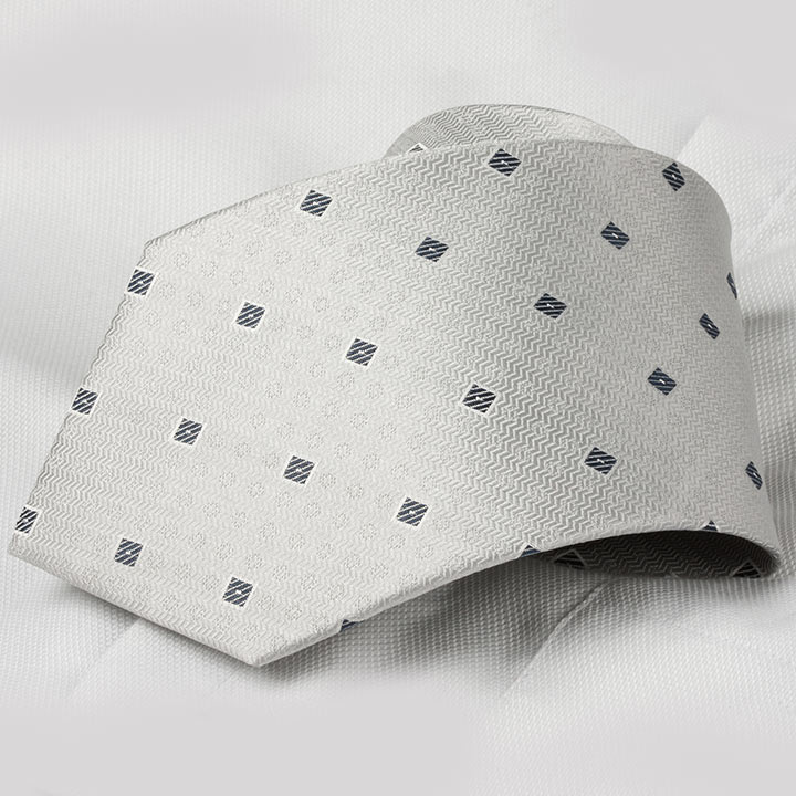 Chairman style Gaspare Silver pánská hedvábná kravata se vzorkem
