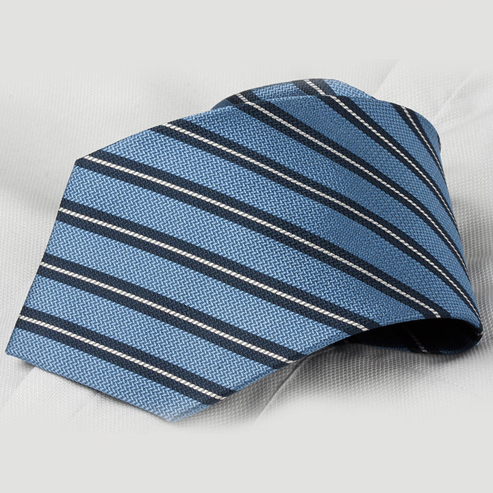 Chairman Style Piero Blue pánská hedvábná kravata s proužkem