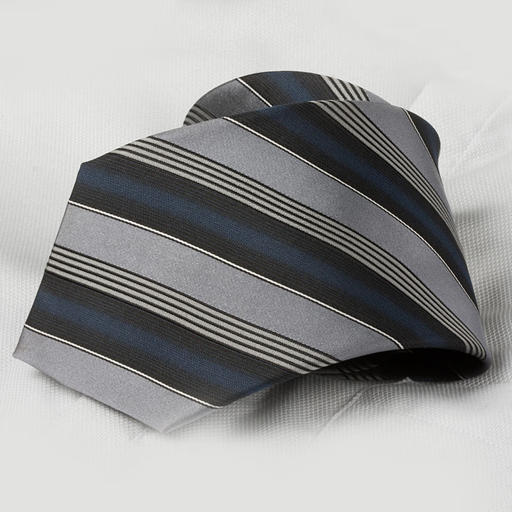 Chairman Style Tore Grey Blue pánská hedvábná kravata s proužkem
