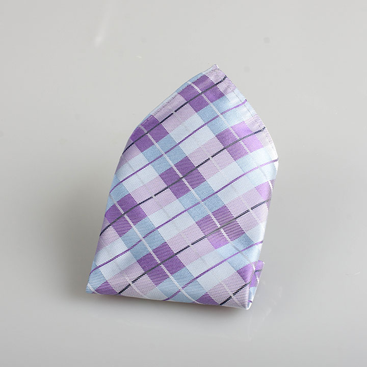Chairman Style Keith Violet hedvábný kapesníček s mřížkou