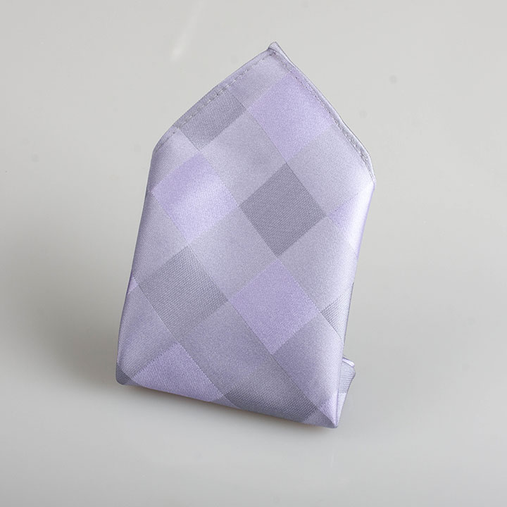 Chairman Style Randy Light Violet hedvábný kapesníček s mřížkou