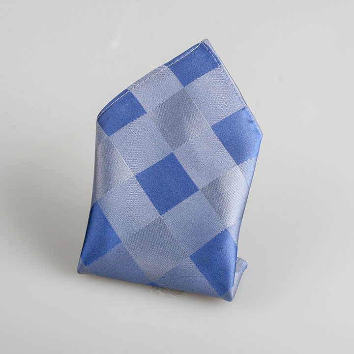 Chairman Style Randy Blue hedvábný kapesníček s mřížkou