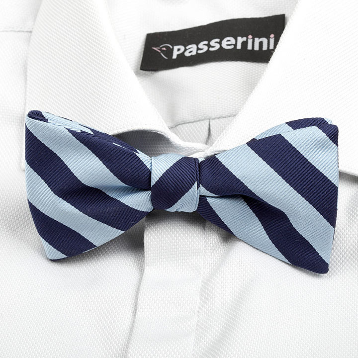 Passerini/Am Eustache Blue pánský motýlek s proužkem