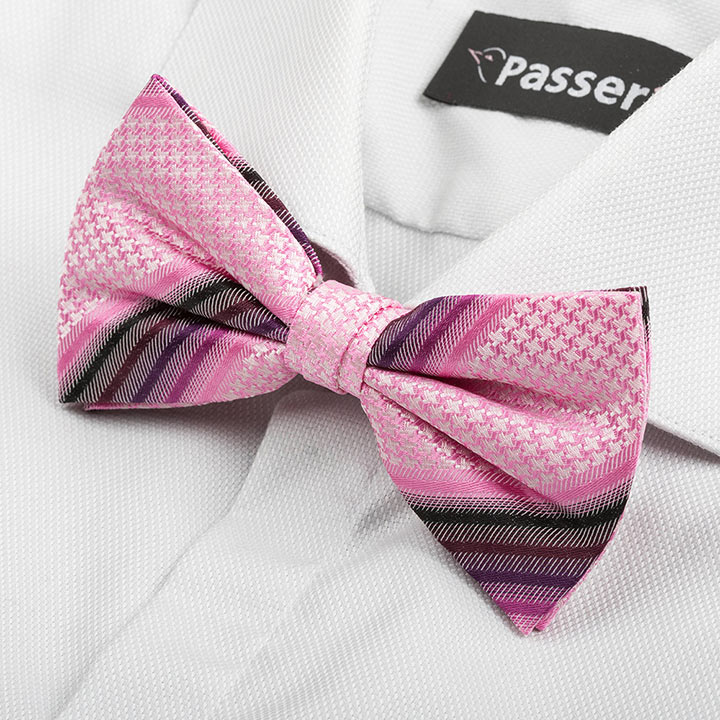 Passerini/Am Fester Pink hedvábný pánský motýlek s proužkem