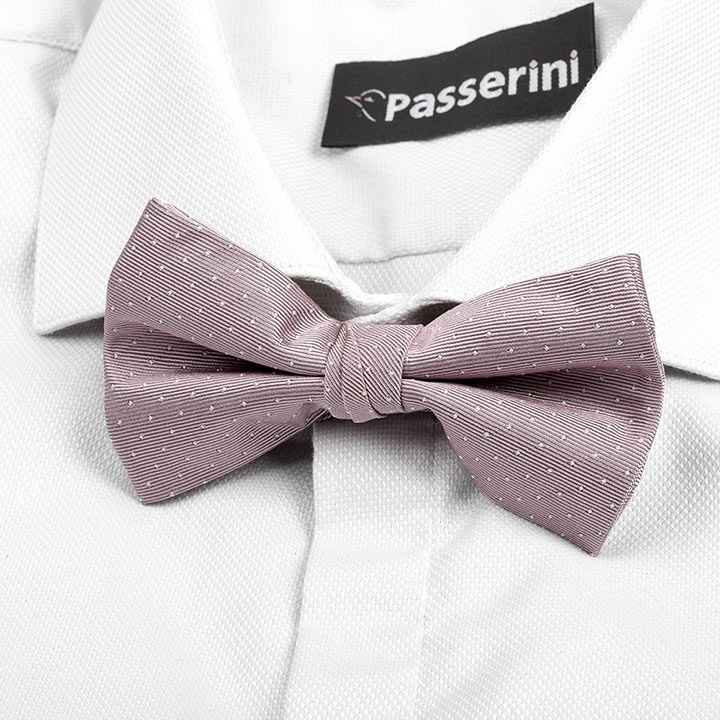 Passerini/Am Marceau Pink hedvábný pánský motýlek se vzorkem