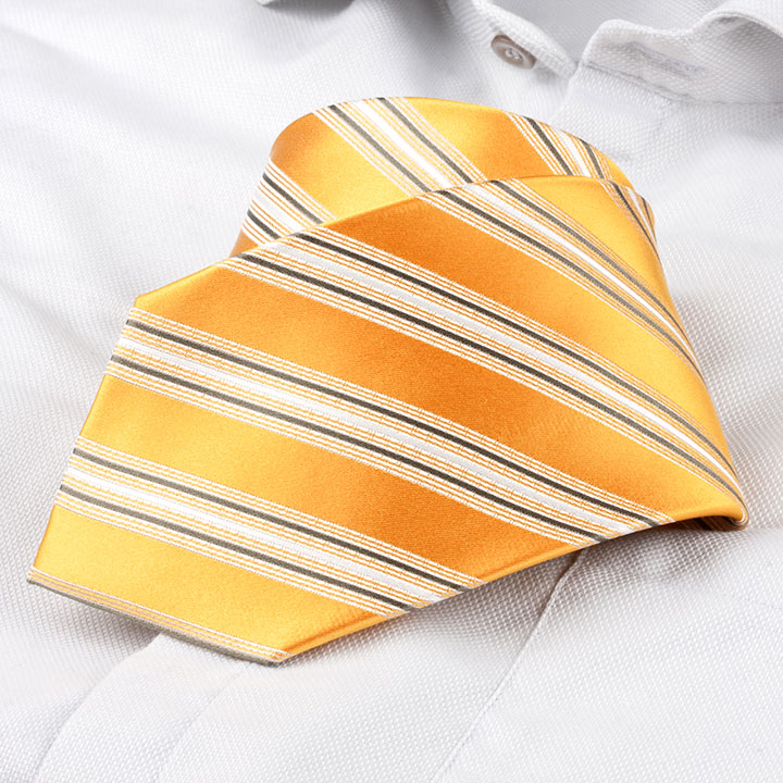 Chairman Style Andrew Yellow pánská hedvábná kravata s proužkem