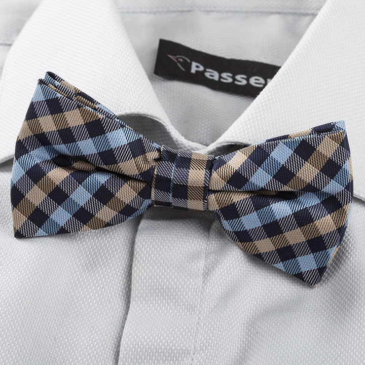 Passerini Reynaud Beige pánský motýlek s mřížkou