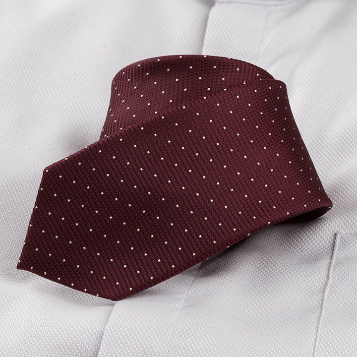 Penguin Scevola Burgundy pánská hedvábná kravata se vzorkem