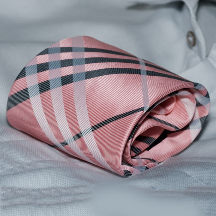 Rosini Biagio Pink pánská kravata polyester s mřížkou