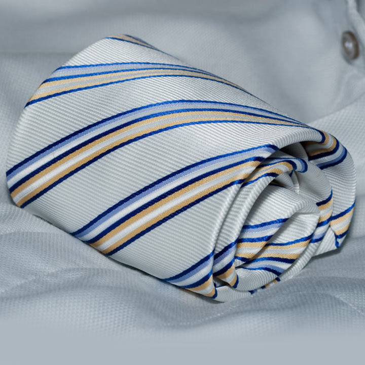 Rosini Eligio Silver pánská kravata polyester s proužkem