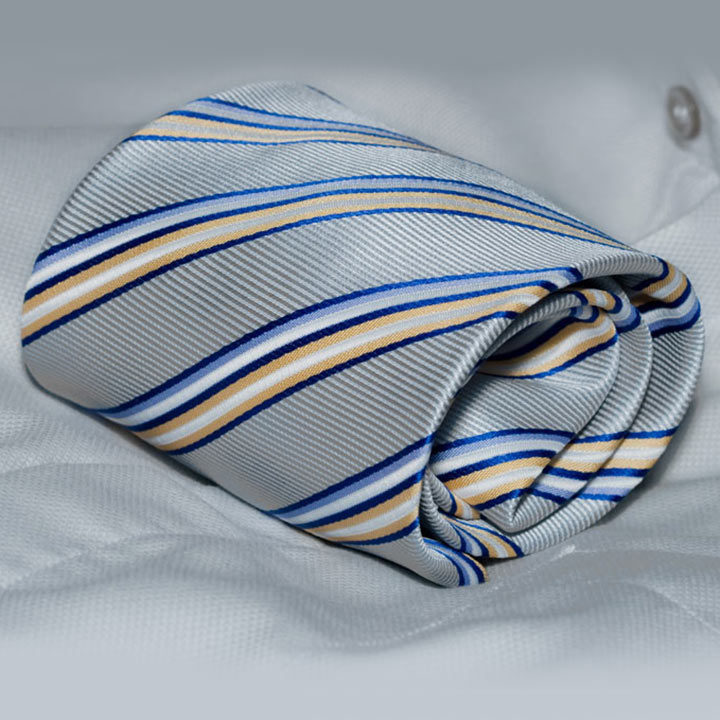 Rosini Eligio Grey pánská kravata polyester s proužkem