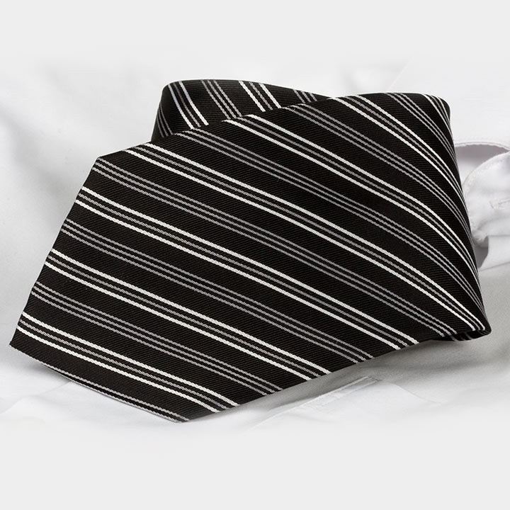 Chairman style Allard Black pánská hedvábná kravata s proužkem