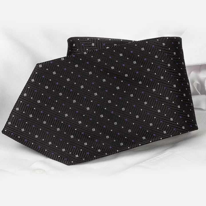 Chairman style Alvere Black pánská hedvábná kravata se vzorkem